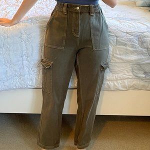 Pacsun Green Elastic Waist Womens Cargo Canvas Pants